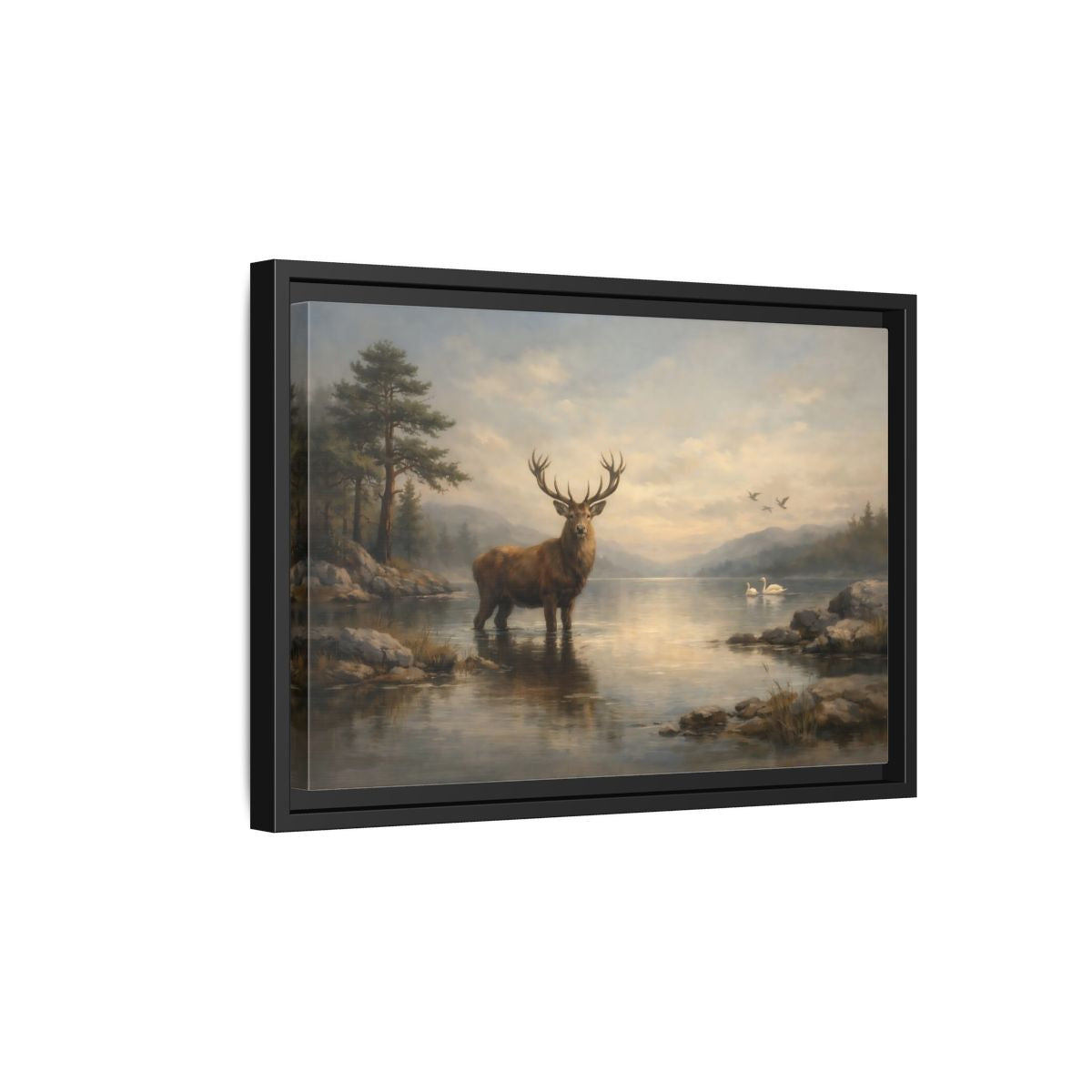 Side Mockup 6. Nature Deer Brown Deer Landscape shown as stretched canvas wall art