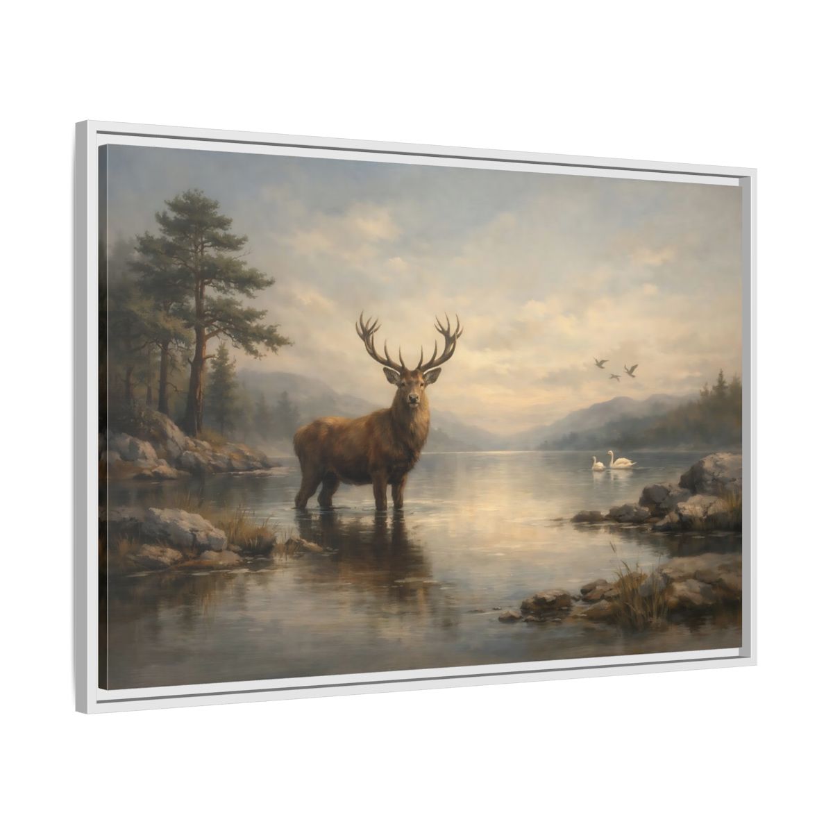 Side Mockup 8. Nature Deer Brown Deer Landscape shown as stretched canvas wall art