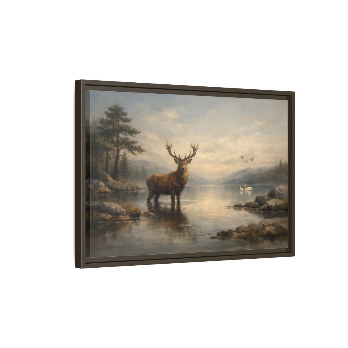 Side Mockup 2. Nature Deer Brown Deer Landscape shown as stretched canvas wall art