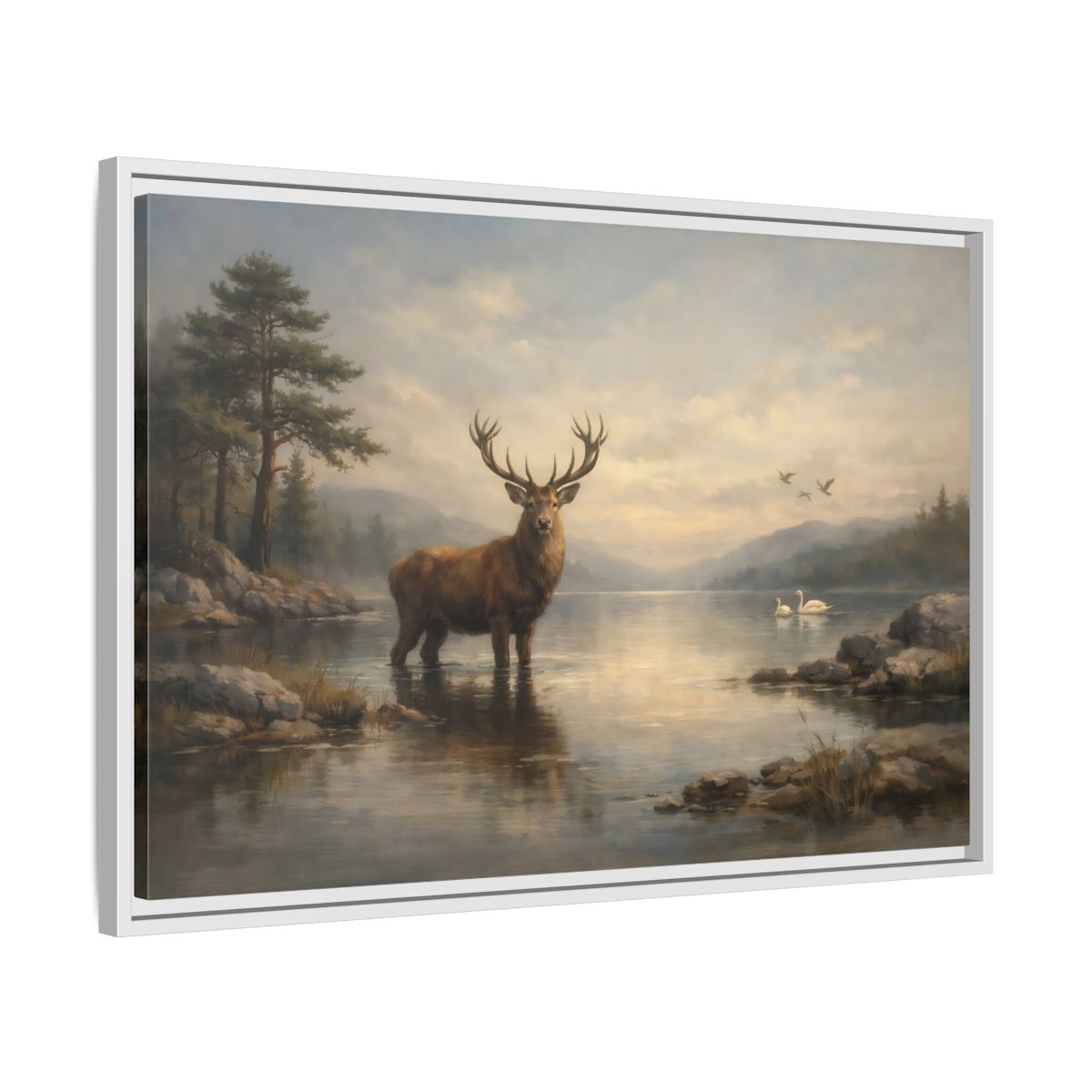 Side Mockup 10. Nature Deer Brown Deer Landscape shown as stretched canvas wall art
