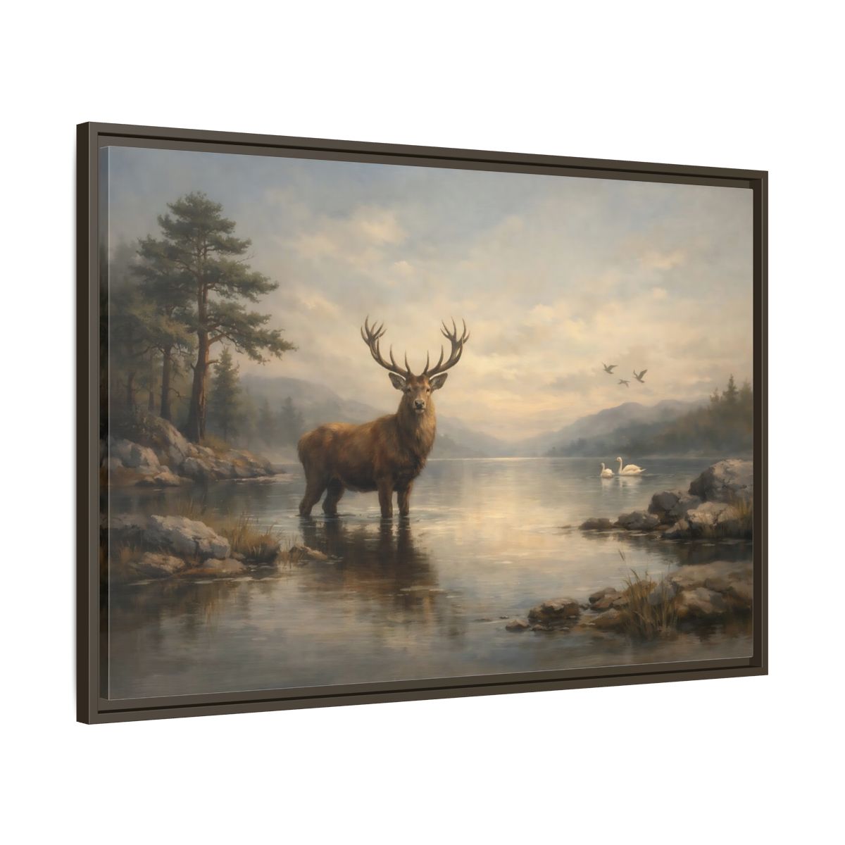 Side Mockup 9. Nature Deer Brown Deer Landscape shown as stretched canvas wall art