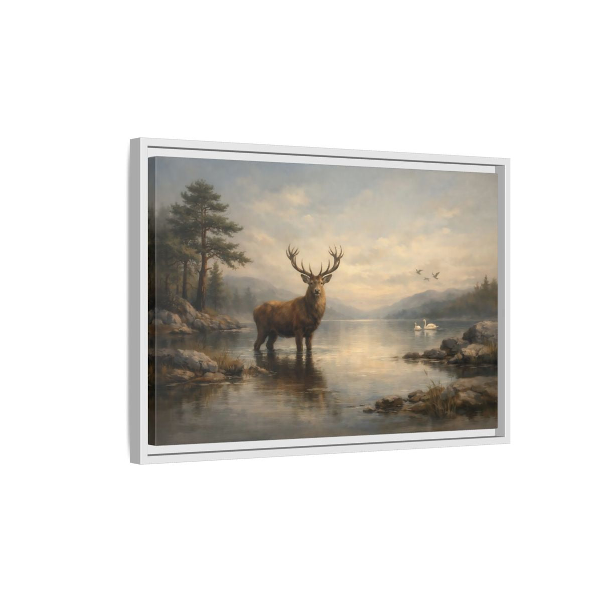 Side Mockup 1. Nature Deer Brown Deer Landscape shown as stretched canvas wall art
