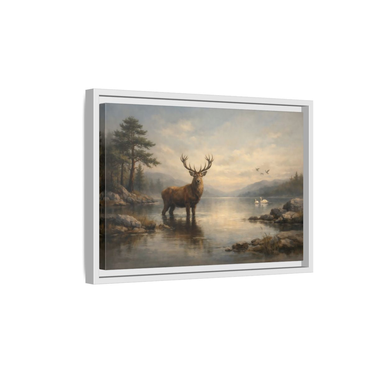 Side Mockup 4. Nature Deer Brown Deer Landscape shown as stretched canvas wall art