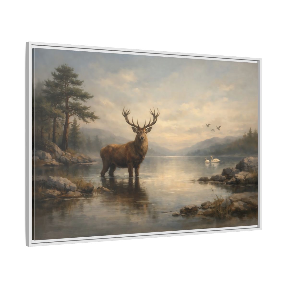 Side Mockup 7. Nature Deer Brown Deer Landscape shown as stretched canvas wall art