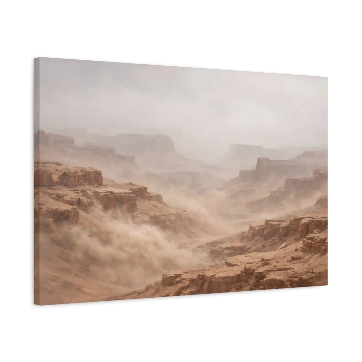 Side Mockup 2. Nature Desert Canyon Earthy Tones shown as stretched canvas wall art