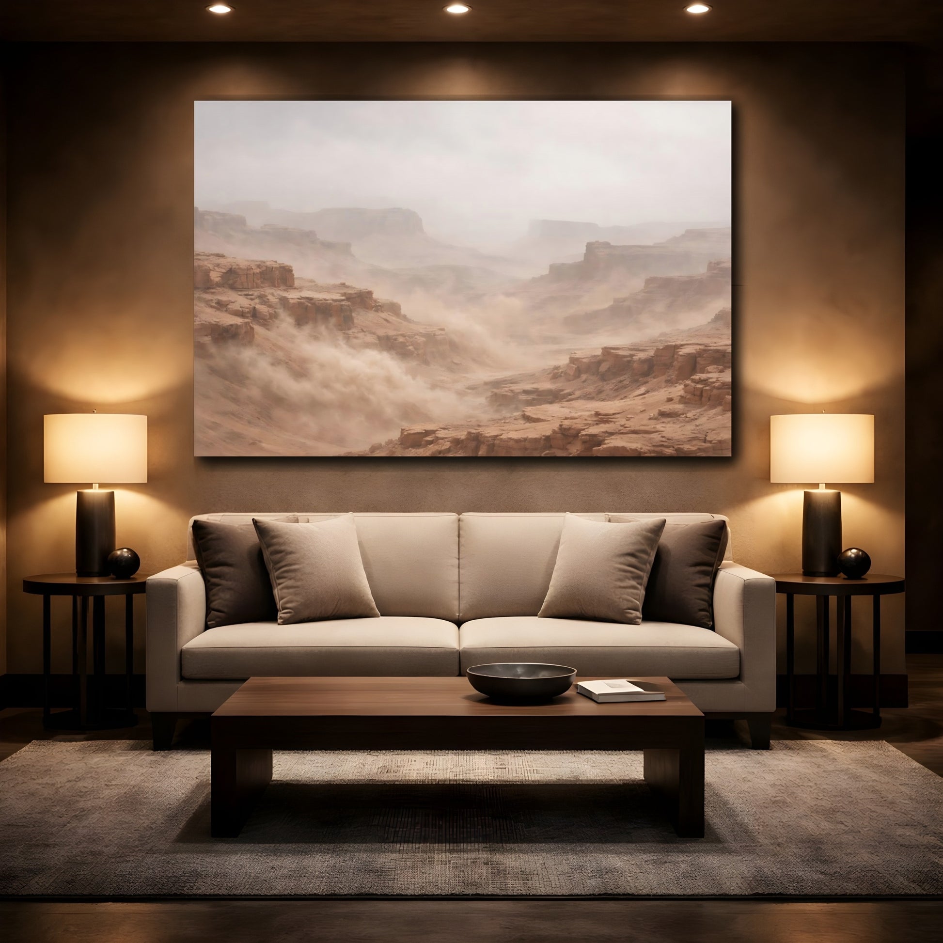 Mockup 2. Nature Desert Canyon Earthy Tones shown as stretched canvas wall art