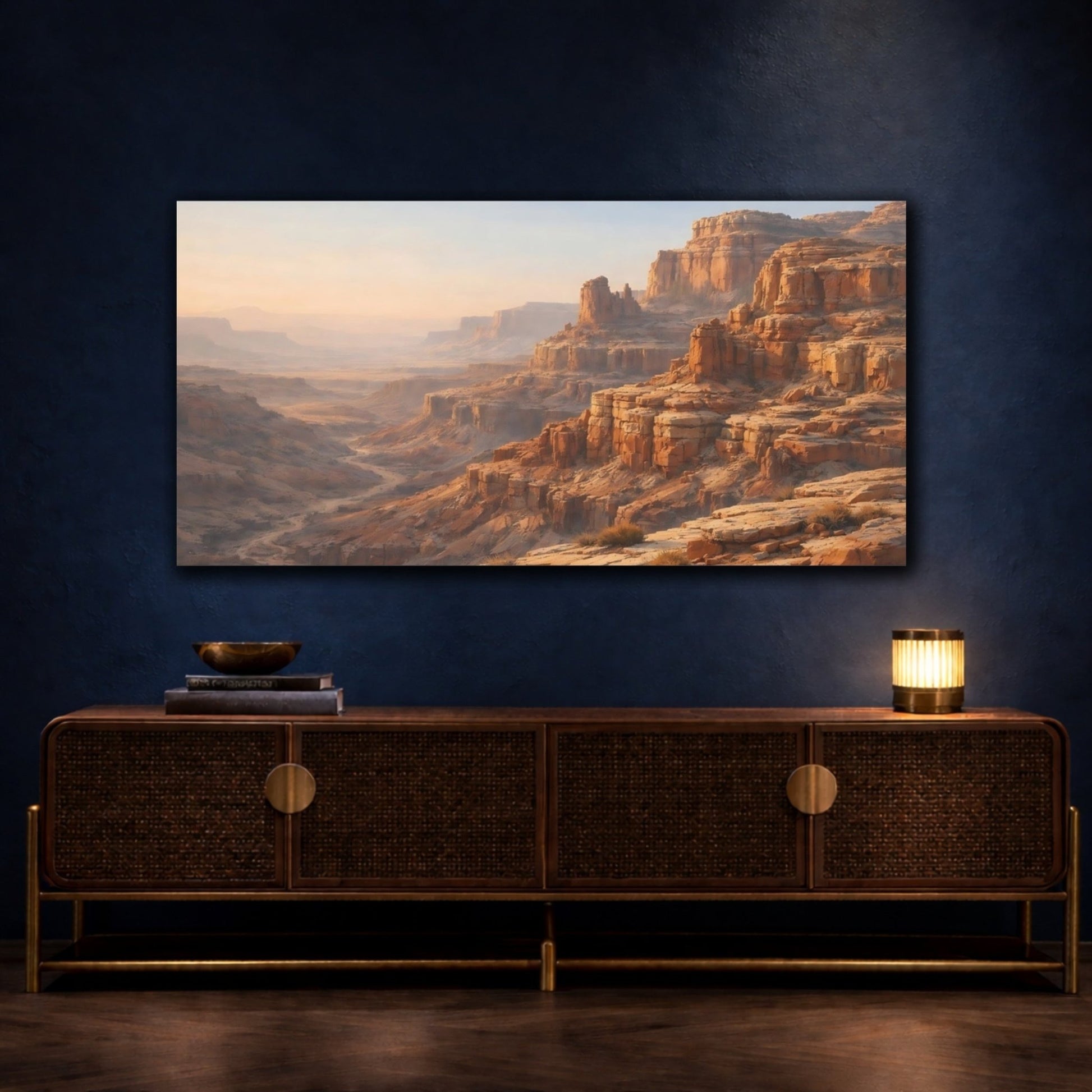 Nature Desert Canyon Orange Brown Landscape - Canvas Wall Art Print - YesArtYes