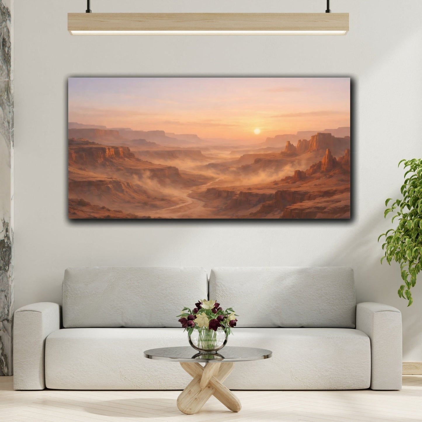 Nature Desert Canyon Orange Brown Sunset - Canvas Wall Art Print - YesArtYes