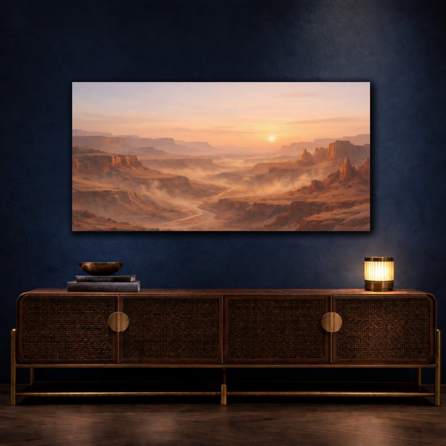 Nature Desert Canyon Orange Brown Sunset - Canvas Wall Art Print - YesArtYes