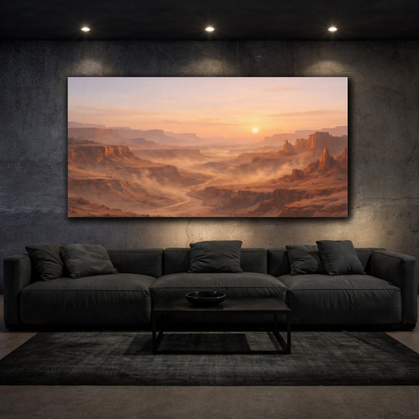 Nature Desert Canyon Orange Brown Sunset - Canvas Wall Art Print - YesArtYes