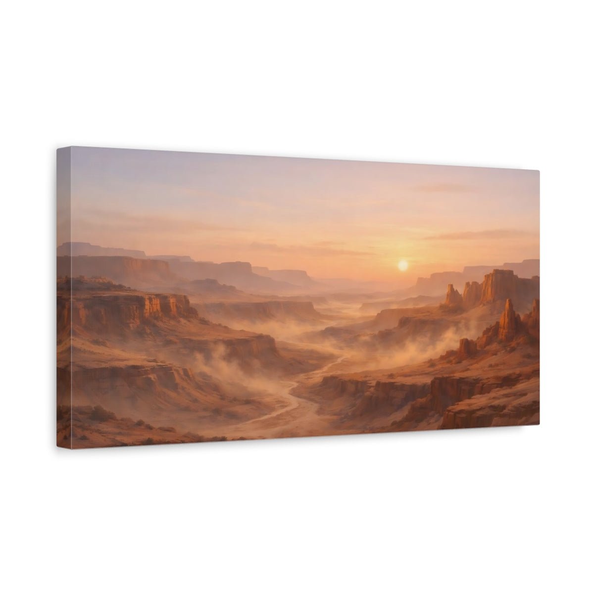 Nature Desert Canyon Orange Brown Sunset - Canvas Wall Art Print - YesArtYes