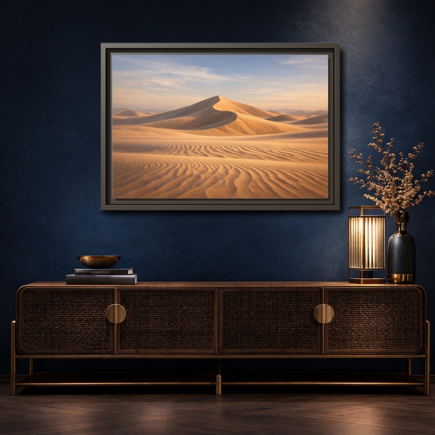 Mockup 4. Nature Desert Dune Golden Desert shown as stretched canvas wall art