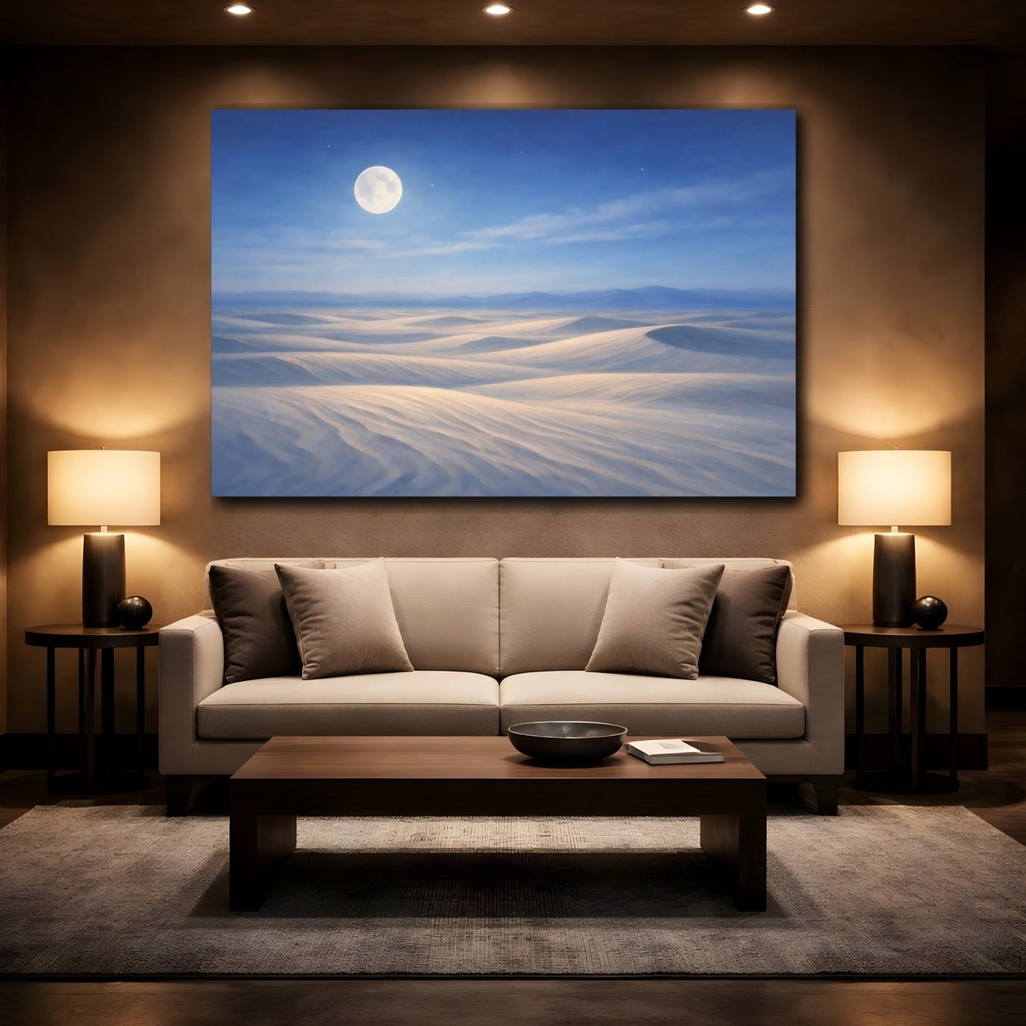 Nature Desert Dunes Blue And White - Canvas Wall Art Print - YesArtYes