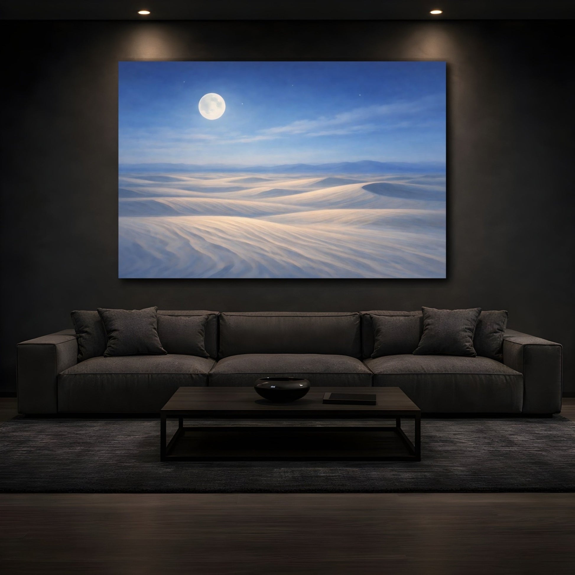 Nature Desert Dunes Blue And White - Canvas Wall Art Print - YesArtYes