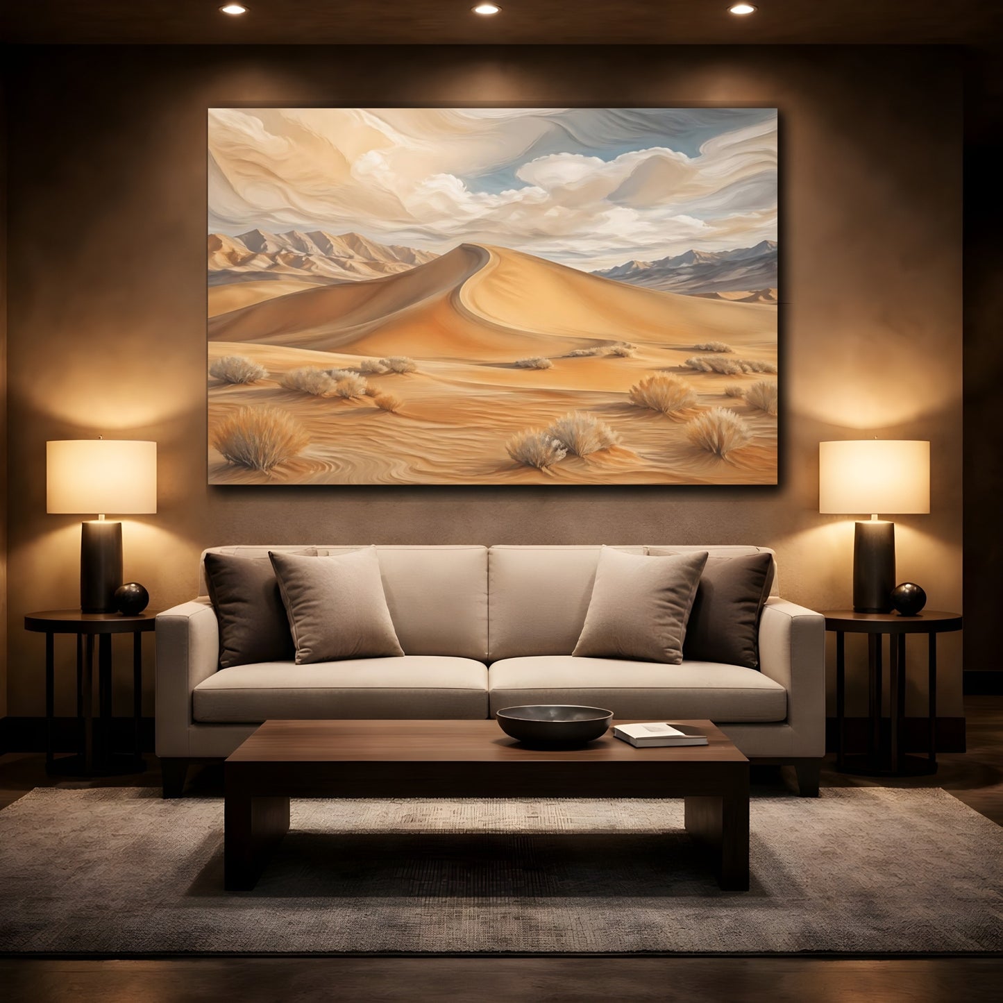 Mockup 2. Nature Desert Dunes Desert Landscape shown as stretched canvas wall art