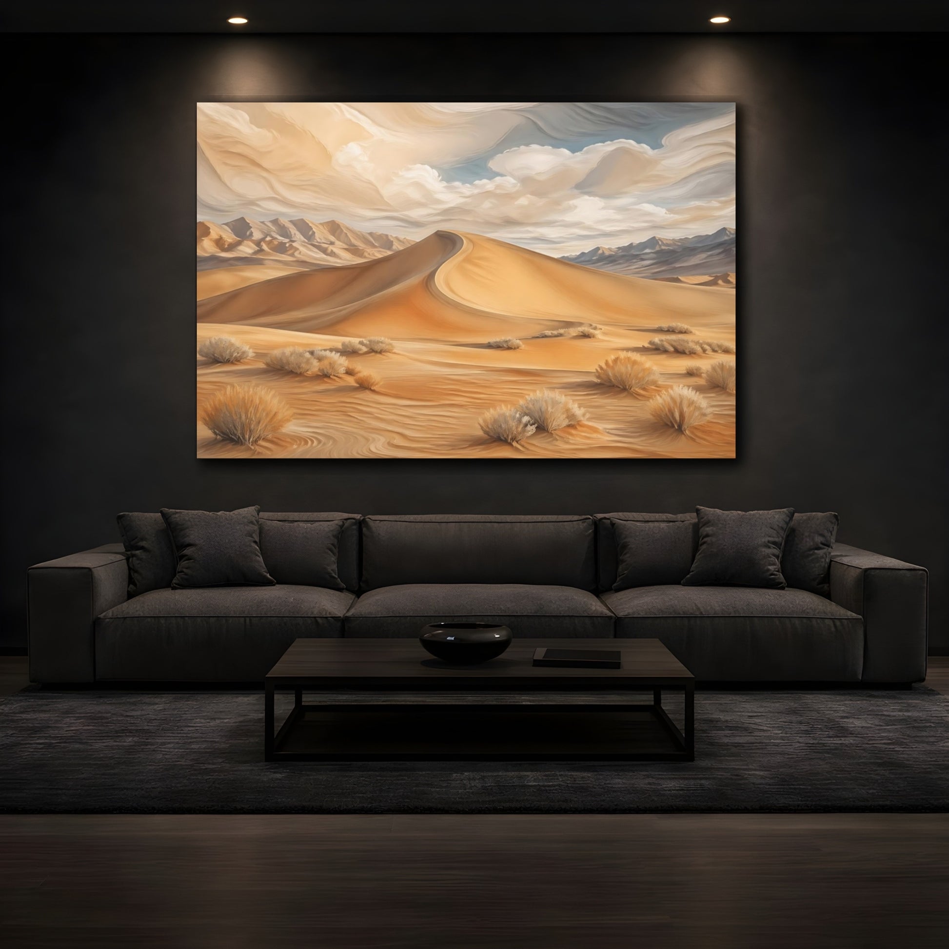 Mockup 3. Nature Desert Dunes Desert Landscape shown as stretched canvas wall art