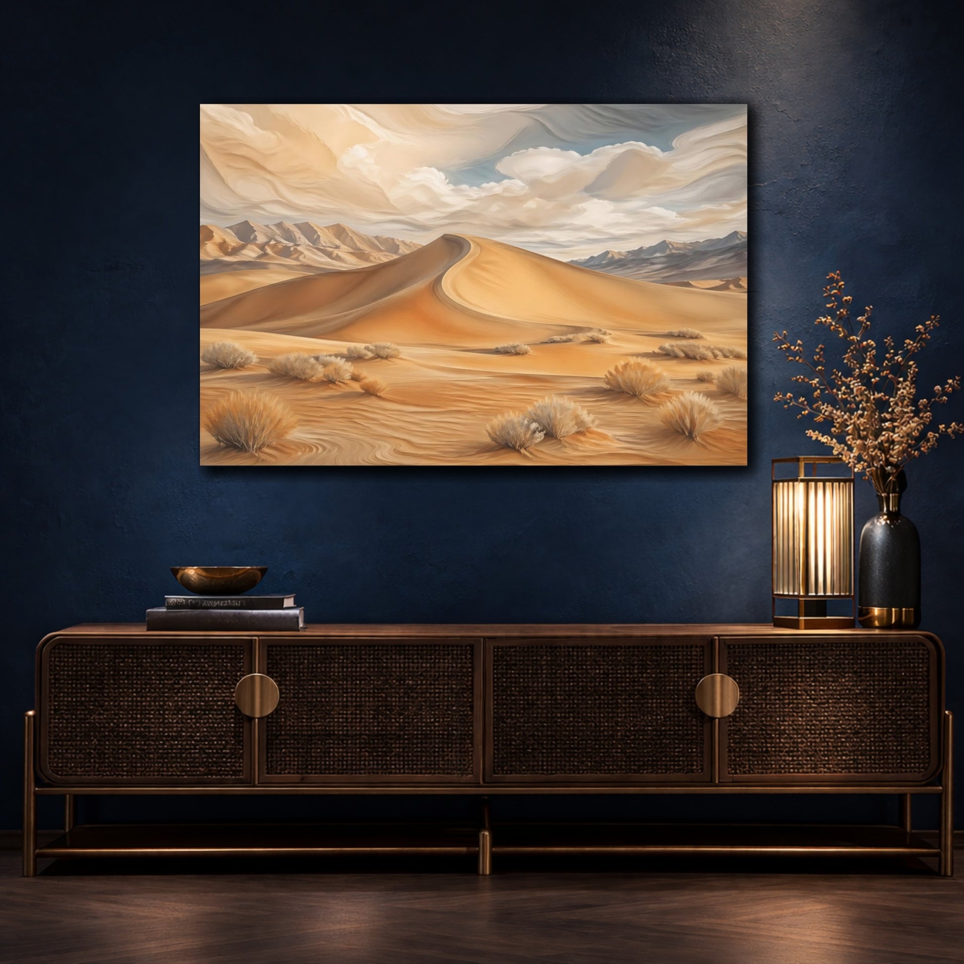 Mockup 4. Nature Desert Dunes Desert Landscape shown as stretched canvas wall art