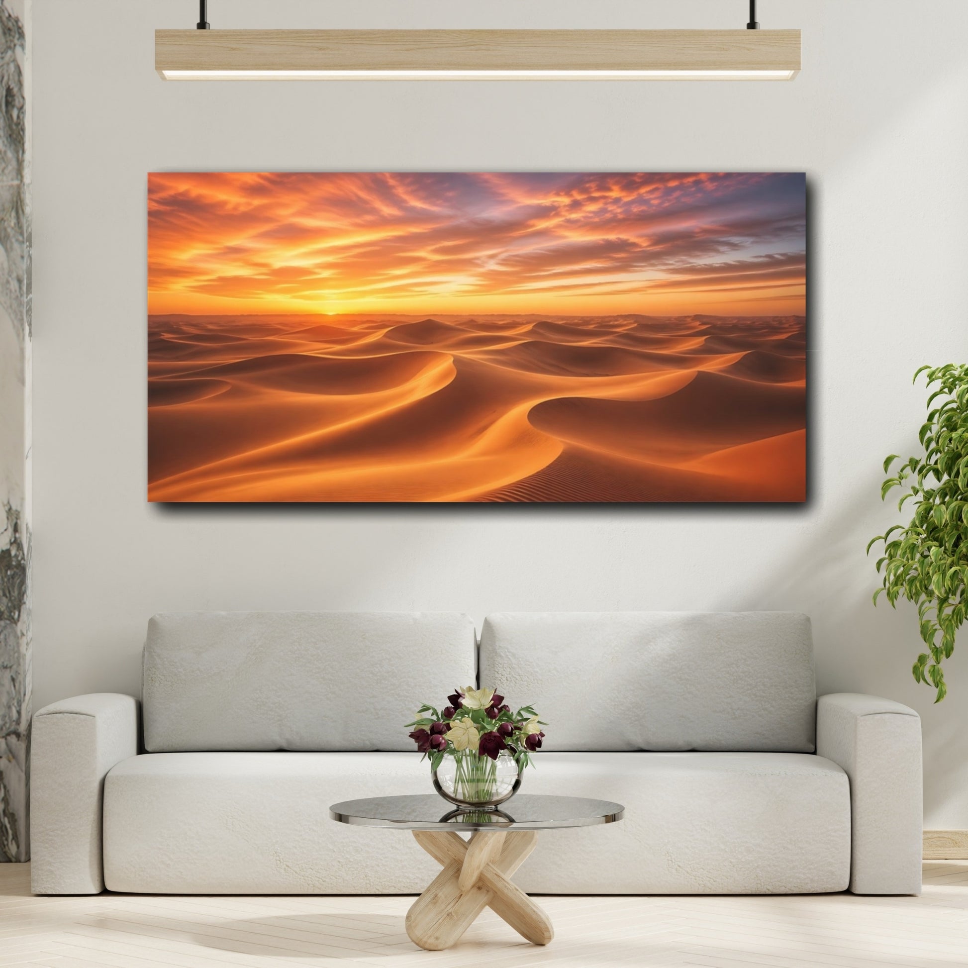 Mockup 3. Nature Desert Dunes Desert Sunset shown as stretched canvas wall art