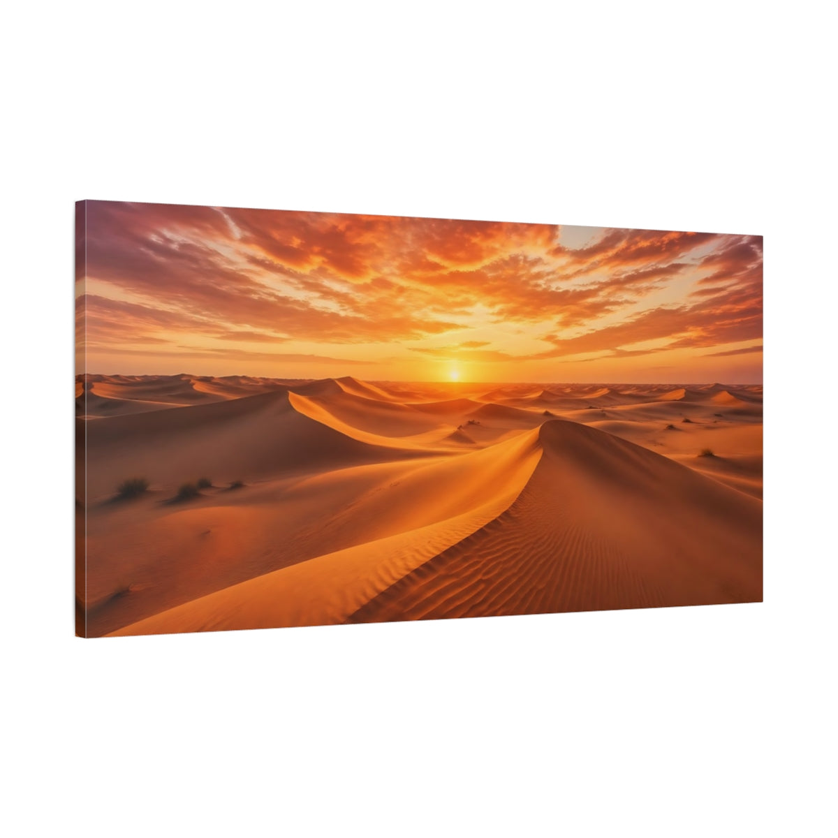 Main Mockup. Nature Desert Dunes Orange And Gold shown as stretched canvas wall art