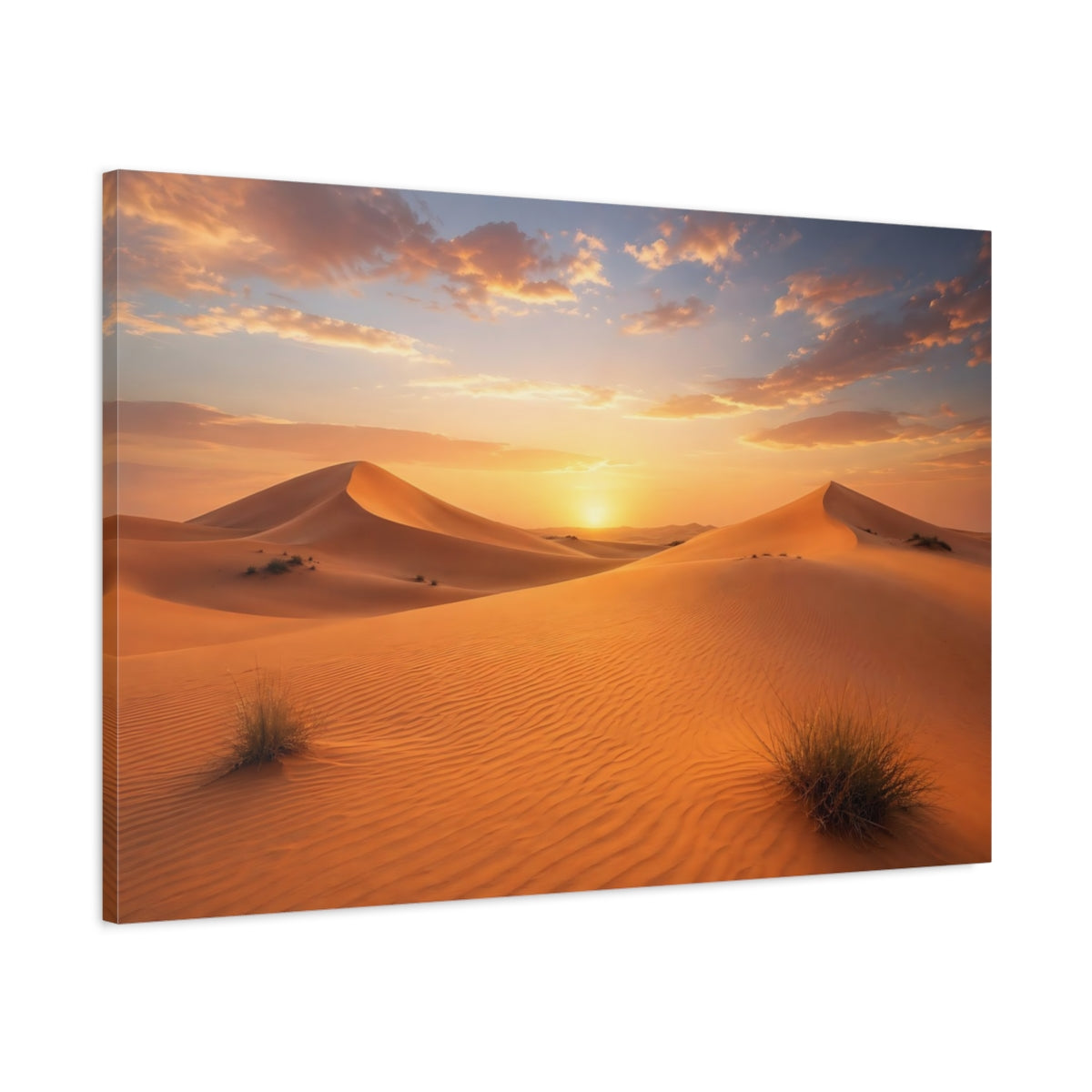 Main Mockup. Nature Desert Dunes Orange And Gold shown as stretched canvas wall art