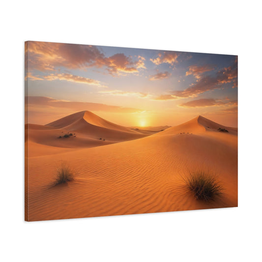 Main Mockup. Nature Desert Dunes Orange And Gold shown as stretched canvas wall art