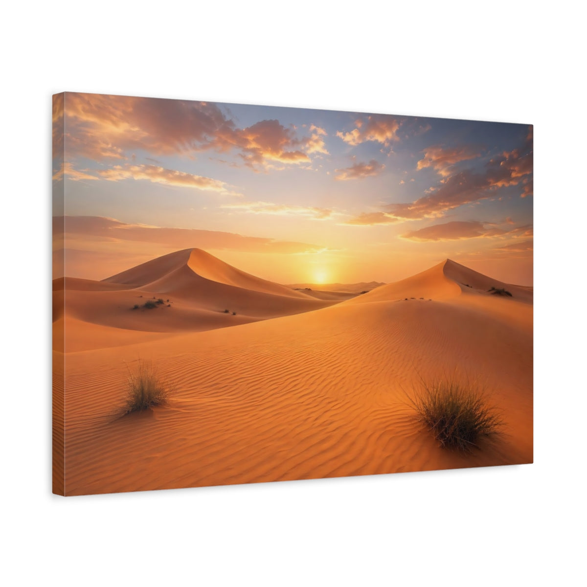 Side Mockup 3. Nature Desert Dunes Orange And Gold shown as stretched canvas wall art