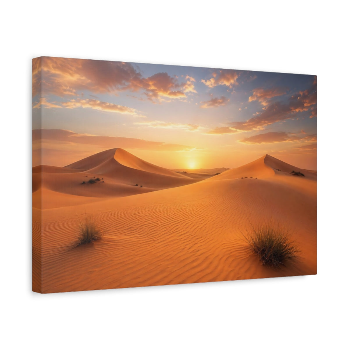 Side Mockup 4. Nature Desert Dunes Orange And Gold shown as stretched canvas wall art