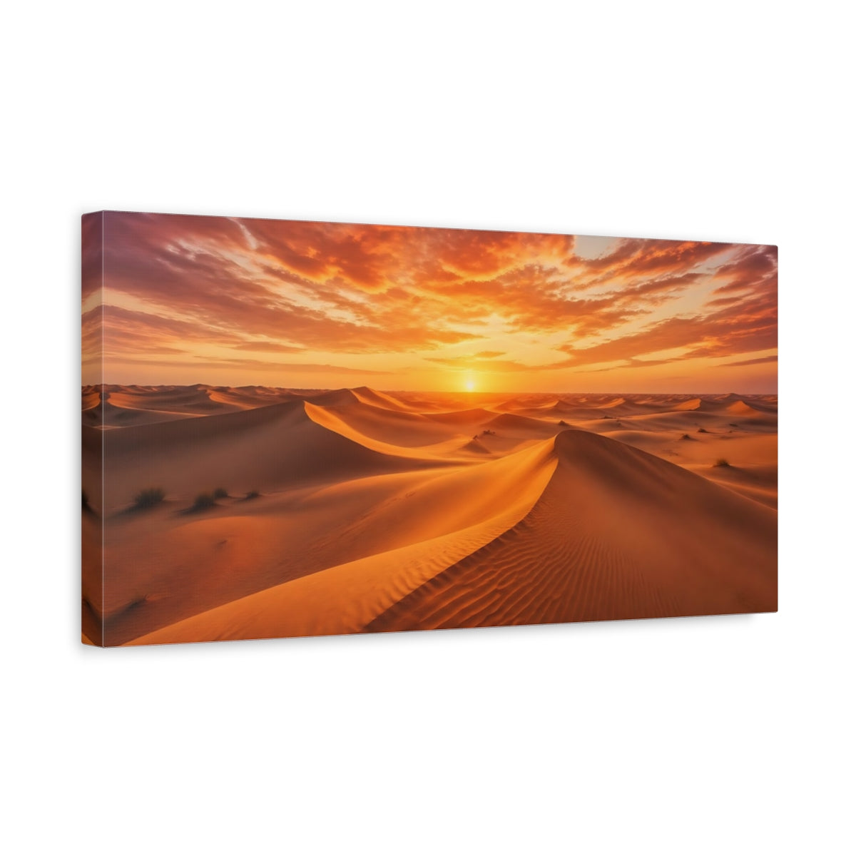 Side Mockup 3. Nature Desert Dunes Orange And Gold shown as stretched canvas wall art