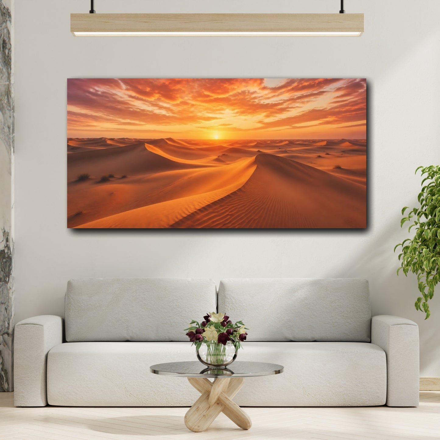 Mockup 3. Nature Desert Dunes Orange And Gold shown as stretched canvas wall art