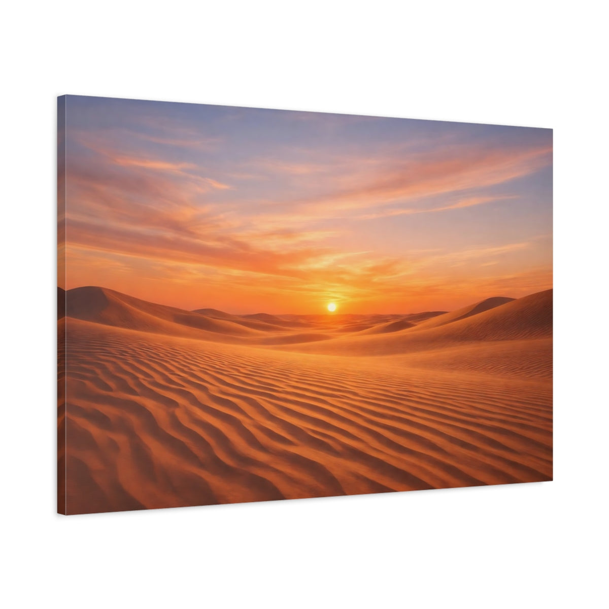 Main Mockup. Nature Desert Dunes Orange Desert Sunset shown as stretched canvas wall art