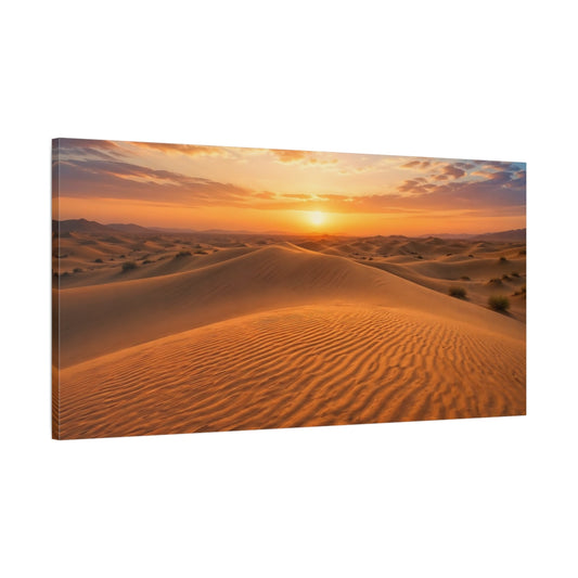 Main Mockup. Nature Desert Dunes Orange Desert Sunset shown as stretched canvas wall art