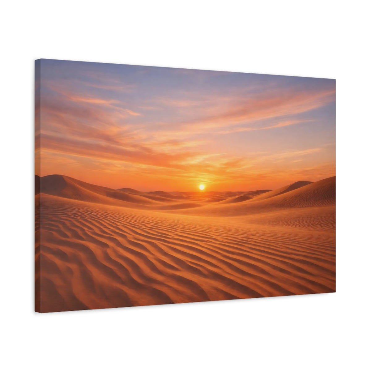 Side Mockup 2. Nature Desert Dunes Orange Desert Sunset shown as stretched canvas wall art
