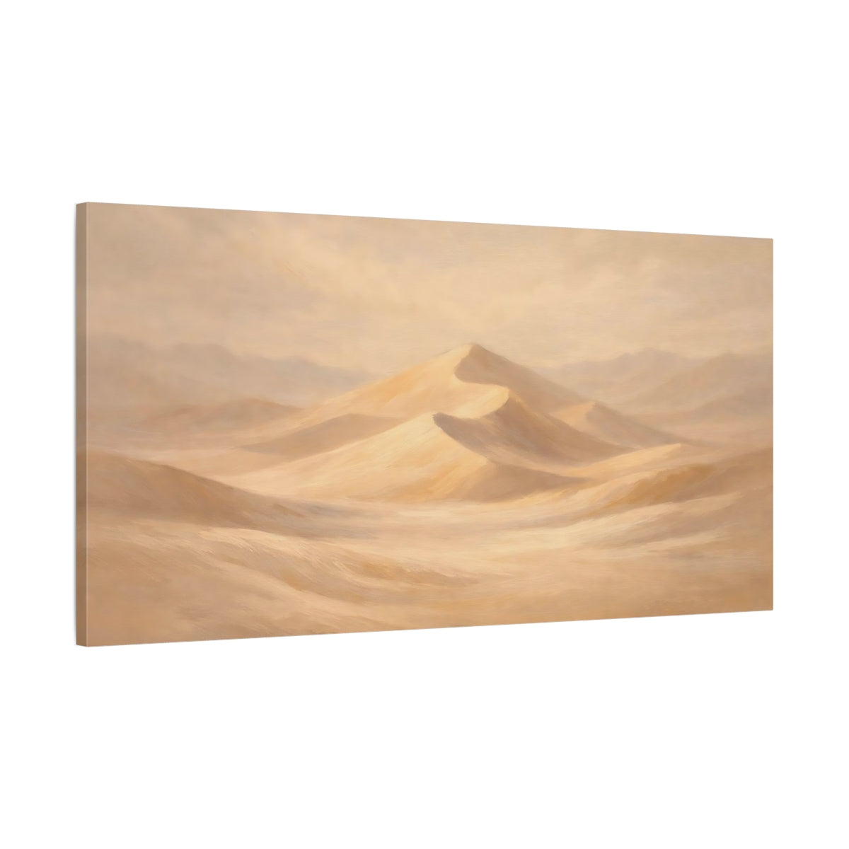 Side Mockup 1. Nature Desert Dunes Sandy Beige shown as stretched canvas wall art