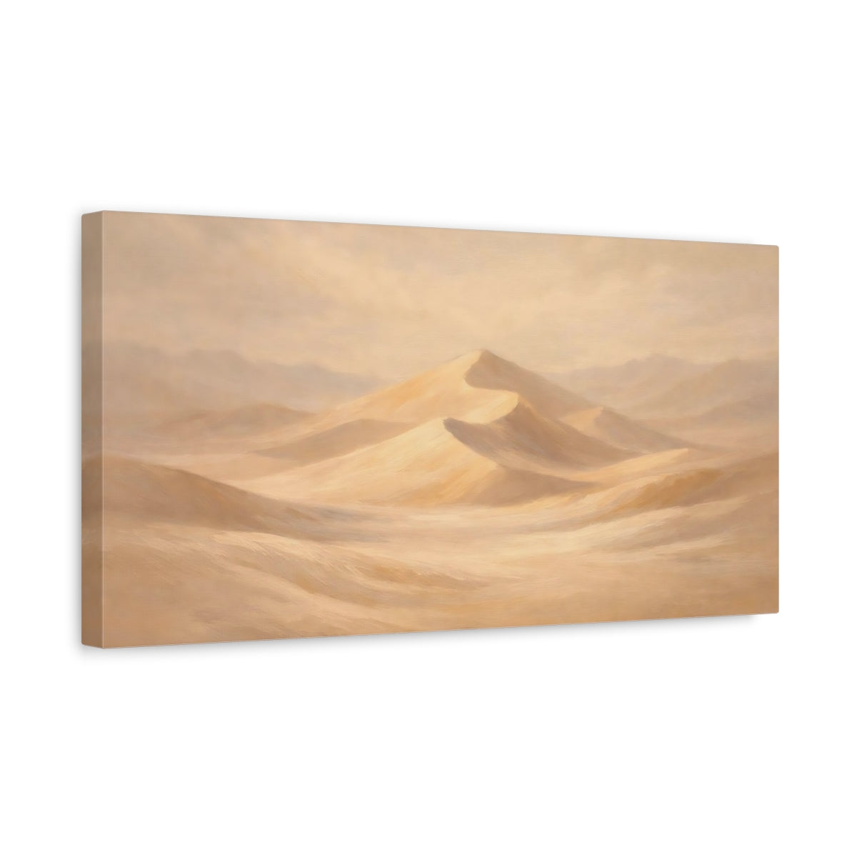 Side Mockup 3. Nature Desert Dunes Sandy Beige shown as stretched canvas wall art