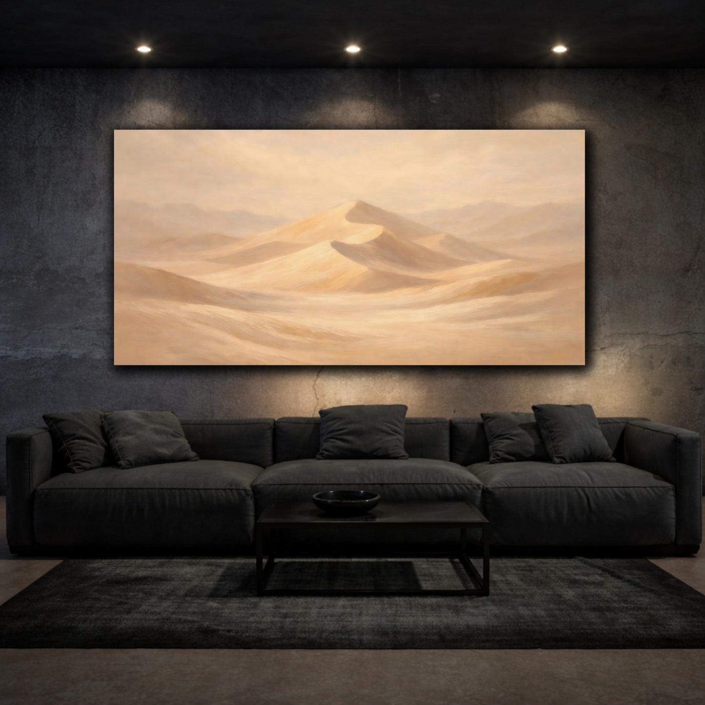 Mockup 2. Nature Desert Dunes Sandy Beige shown as stretched canvas wall art