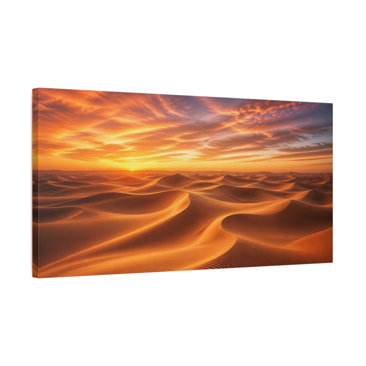 Side Mockup 1. Nature Desert Dunes Desert Sunset shown as stretched canvas wall art