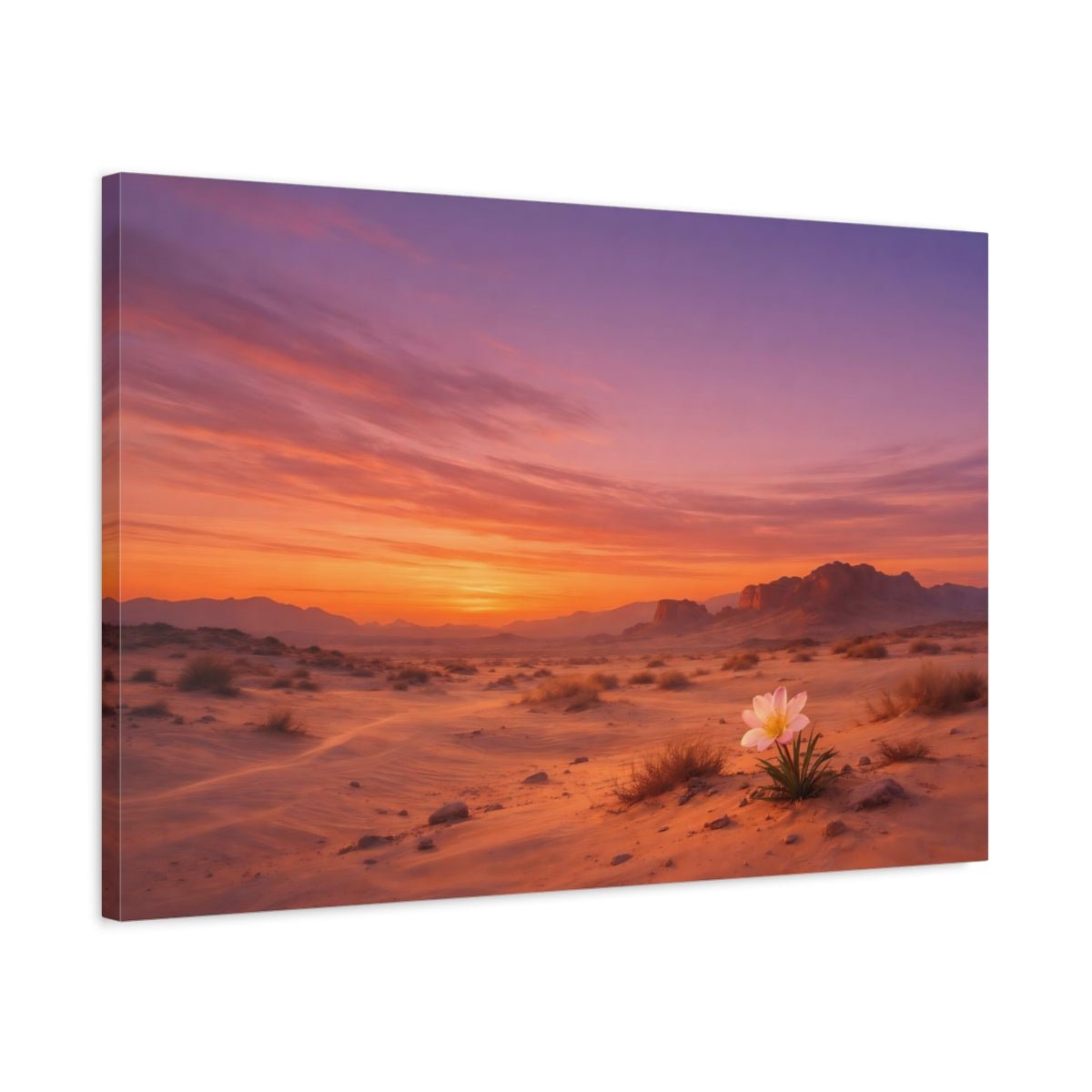 Nature Desert Flower Orange Purple Sunset - Canvas Wall Art Print - YesArtYes
