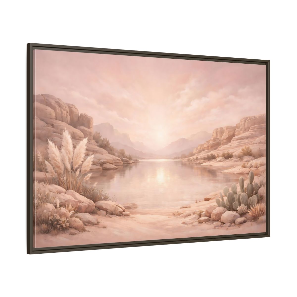 Main Mockup. Nature Desert Lake Blush Desert shown as stretched canvas wall art