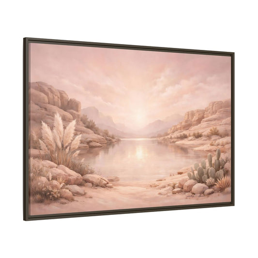 Main Mockup. Nature Desert Lake Blush Desert shown as stretched canvas wall art