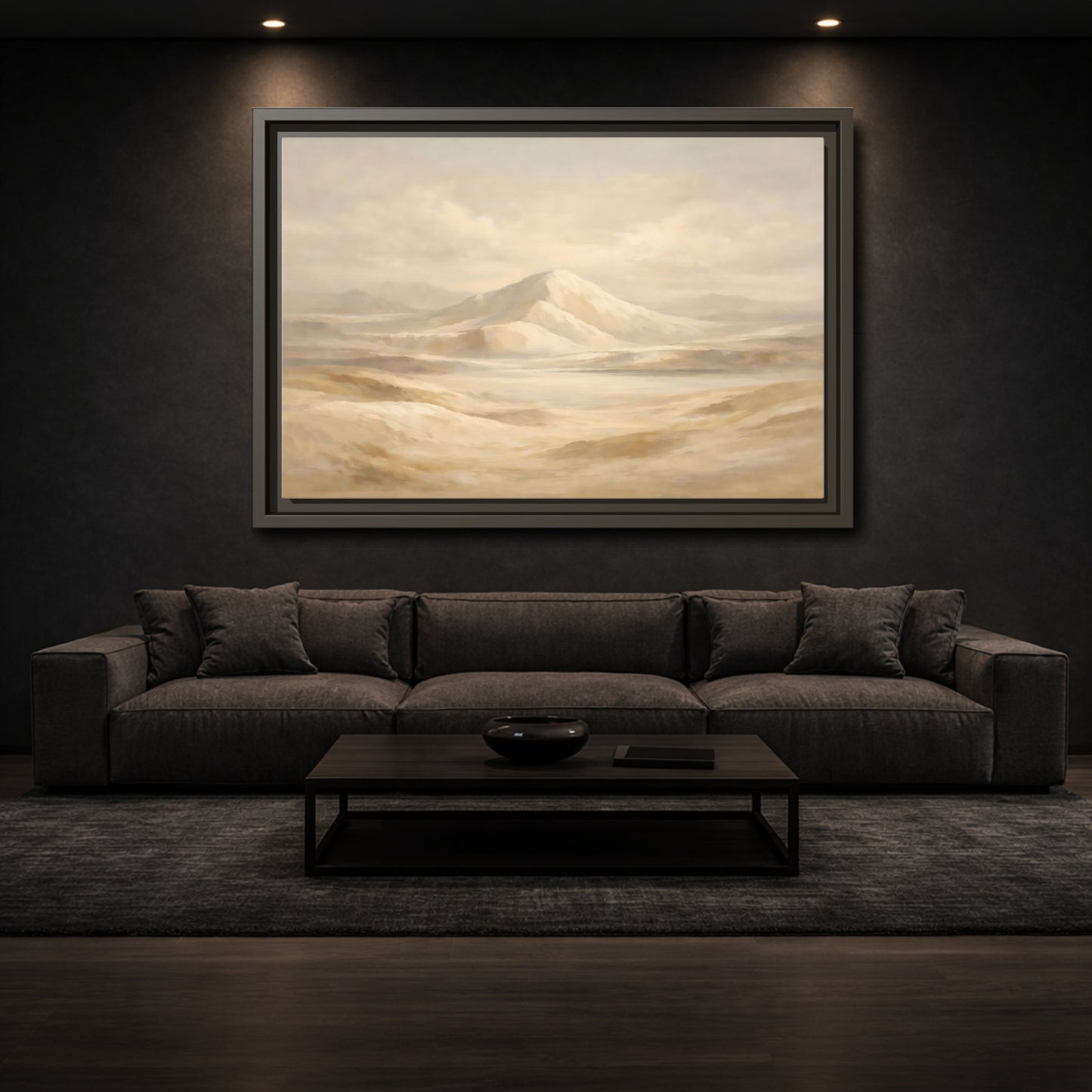 Mockup 2. Nature Desert Landscape Beige Desert shown as stretched canvas wall art