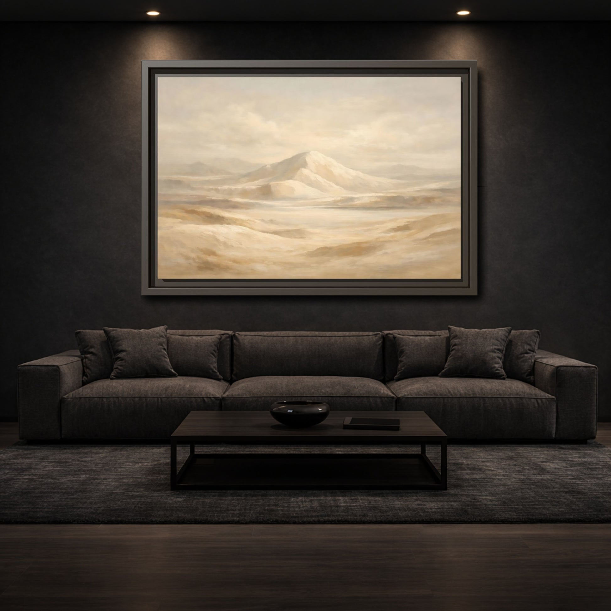 Mockup 2. Nature Desert Landscape Beige Desert shown as stretched canvas wall art