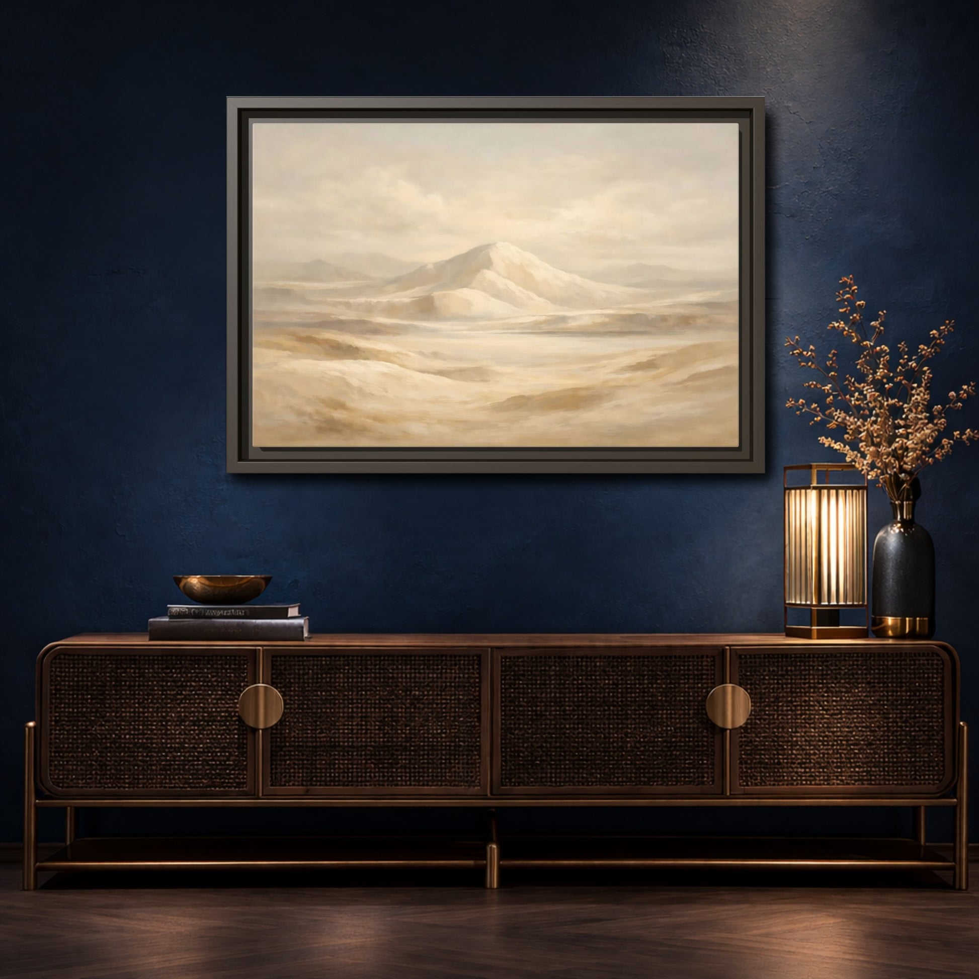 Mockup 4. Nature Desert Landscape Beige Desert shown as stretched canvas wall art