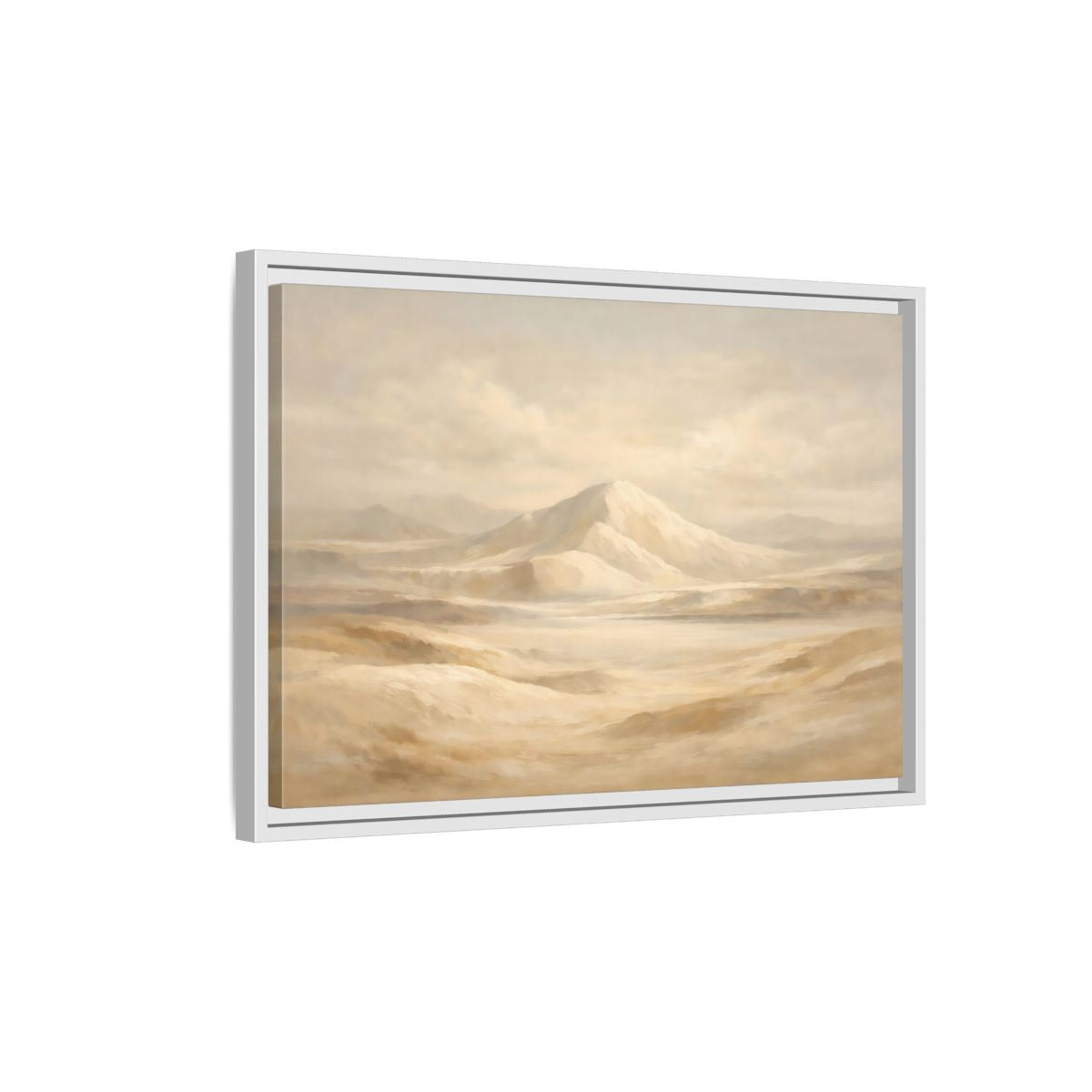 Side Mockup 1. Nature Desert Landscape Beige Desert shown as stretched canvas wall art