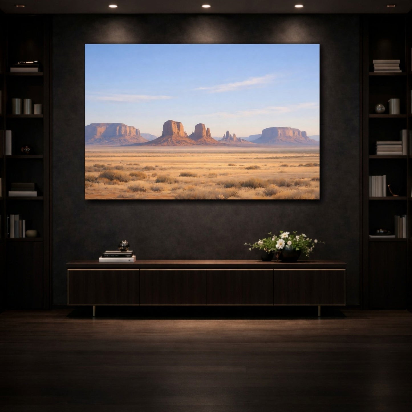 Nature Desert Landscape Blue And Orange - Canvas Wall Art Print - YesArtYes