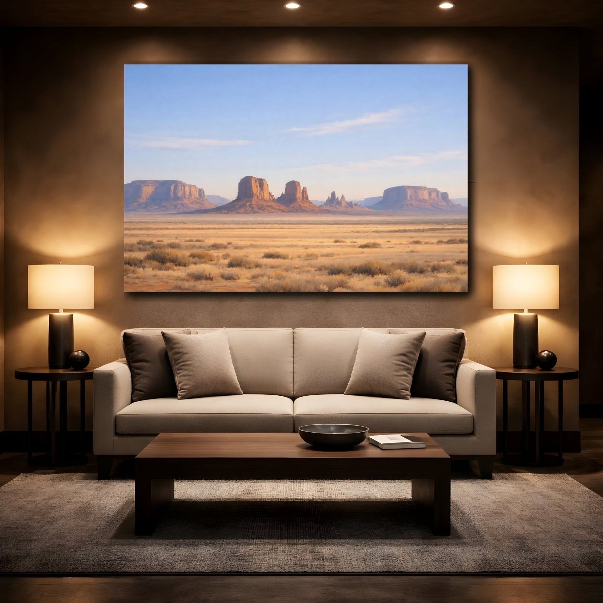 Nature Desert Landscape Blue And Orange - Canvas Wall Art Print - YesArtYes