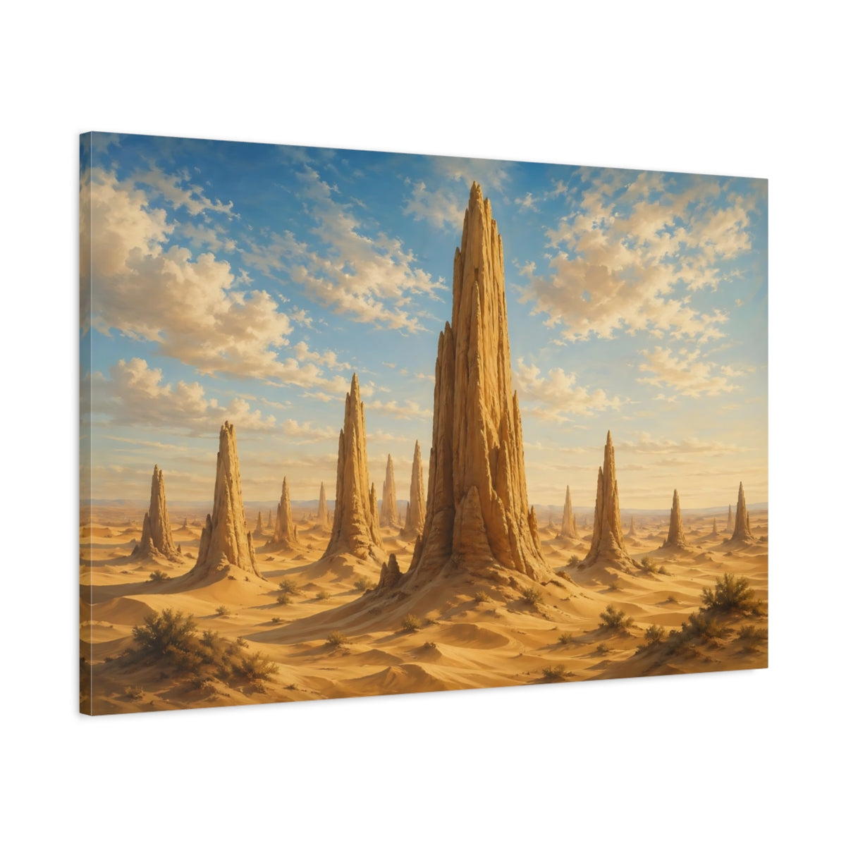 Main Mockup. Nature Desert Landscape Brown And Blue shown as stretched canvas wall art