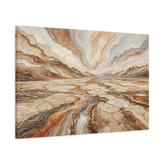 Main Mockup. Nature Desert Landscape Brown And Gold shown as stretched canvas wall art