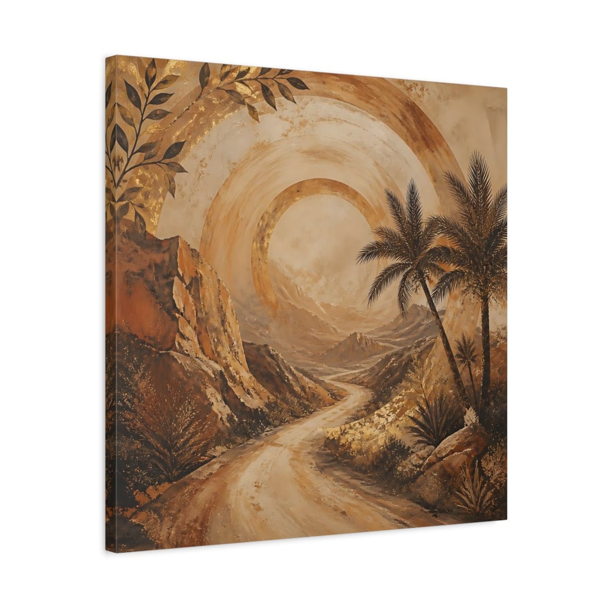 Nature Desert Landscape Brown And Gold Canvas Print – Textured Decor for Living Room, Above Sofa - YesArtYes