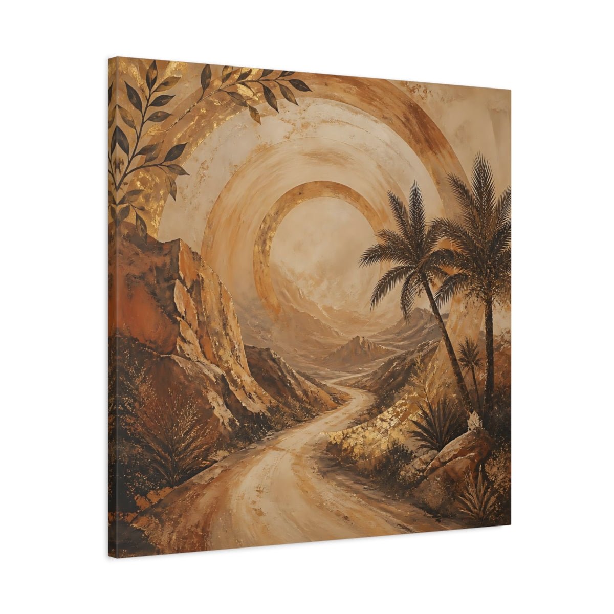 Nature Desert Landscape Brown And Gold Canvas Print – Textured Decor for Living Room, Above Sofa - YesArtYes
