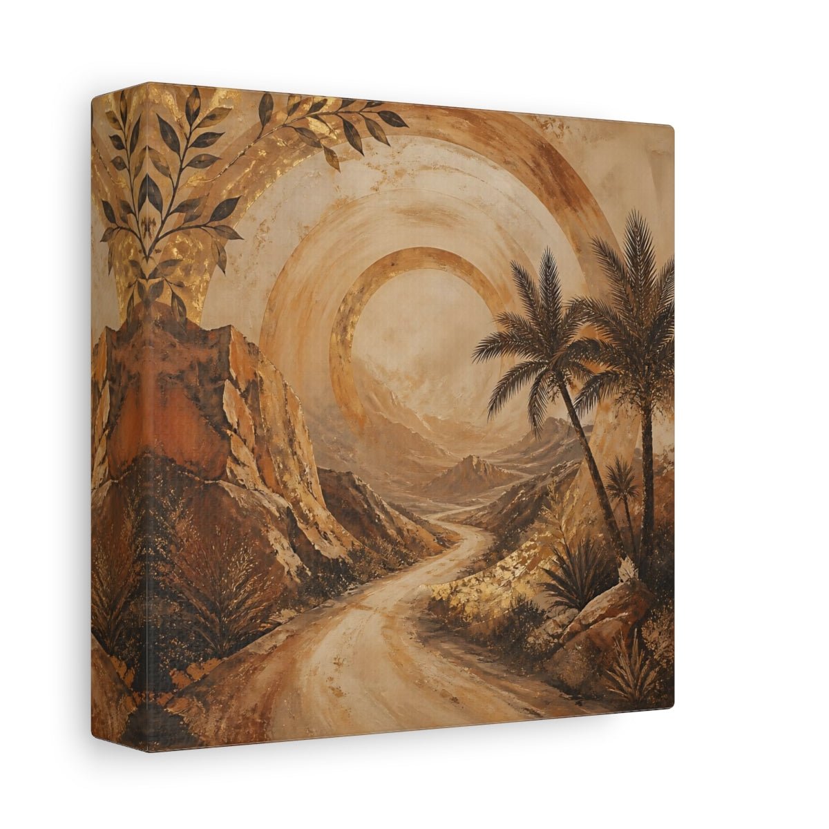 Nature Desert Landscape Brown And Gold Canvas Print – Textured Decor for Living Room, Above Sofa - YesArtYes